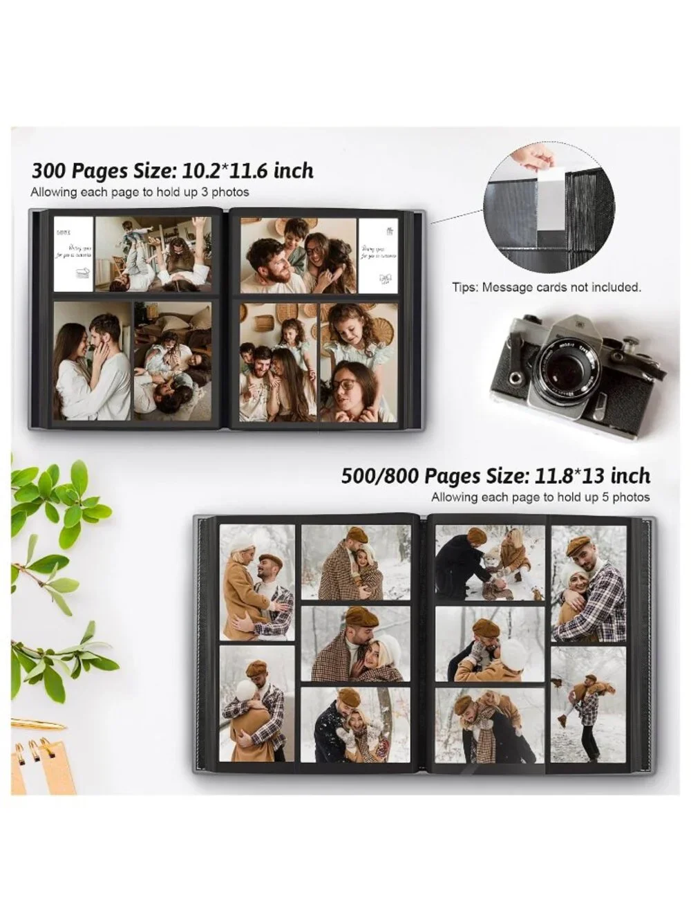 Popotop Photo Album 4x6 300 Pockets with Leather Hardcover Cover - NEW, UNOPENED
